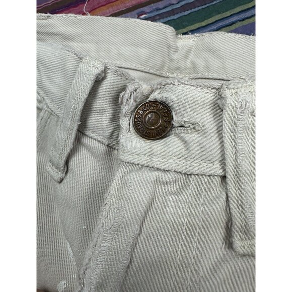 Vtg 50s Levis Sta-Prest Cotton Jeans 30x26 Talon Zip Heavy Repairs Distressed - Picture 7 of 16